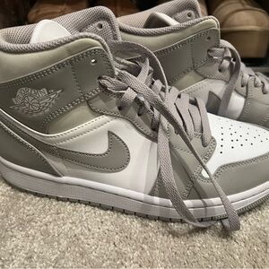 Air Jordan High-Top Sneakers in Gray and White